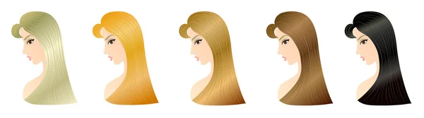 Zestaw pięciu kobieta fryzury wzory — Zdjęcie stockowe