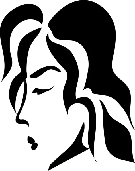 Profil d'une femme en noir et blanc — Image vectorielle