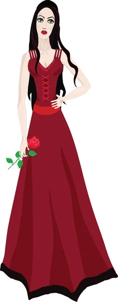 Красивая девушка в длинном платье — стоковый вектор