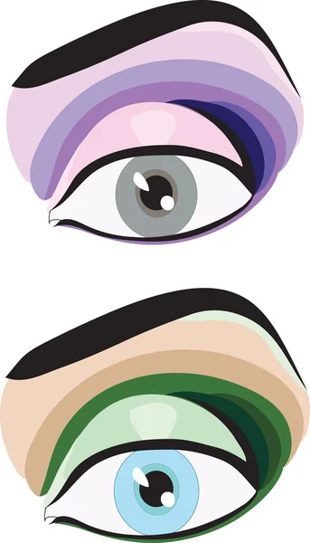 Two samples of stylish make-up — Stock Vector