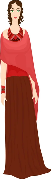 Красива дівчина в одязі в етнічному стилі — стоковий вектор