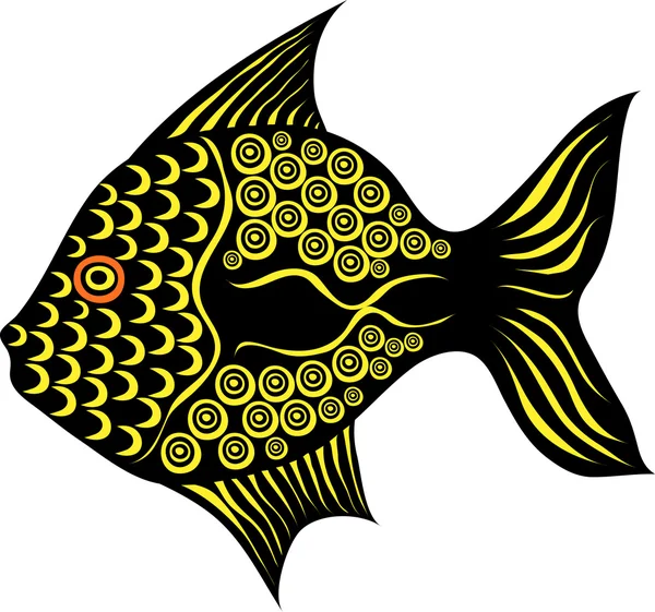 Contrasto stilizzato fantasia pesce su sfondo bianco — Vettoriale Stock