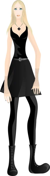 Красивая девушка в черной одежде — стоковый вектор