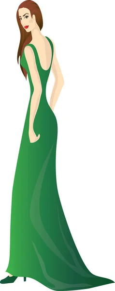 Menina em vestido verde — Vetor de Stock
