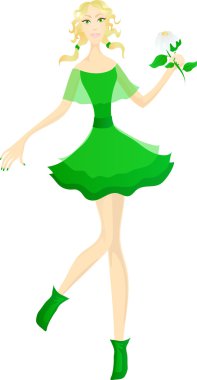 Girl with camomile clipart