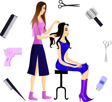 Hairdresser and her client. Eps 10 clipart