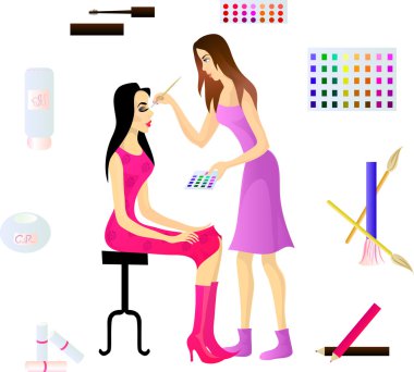 Makeup artist and her client. Eps 10 clipart