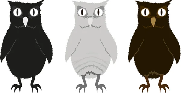 Üç komik owlets kümesi. EPS 10 — Stok Vektör