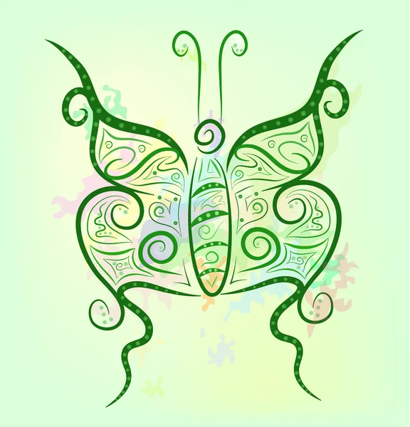 Fluture de contrast fantezie pe un fundal luminos colorat. Eps 10 — Vector de stoc
