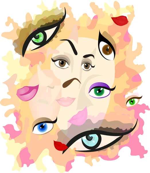 Abstract illustration representing different parts of face. Eps — ストックベクタ