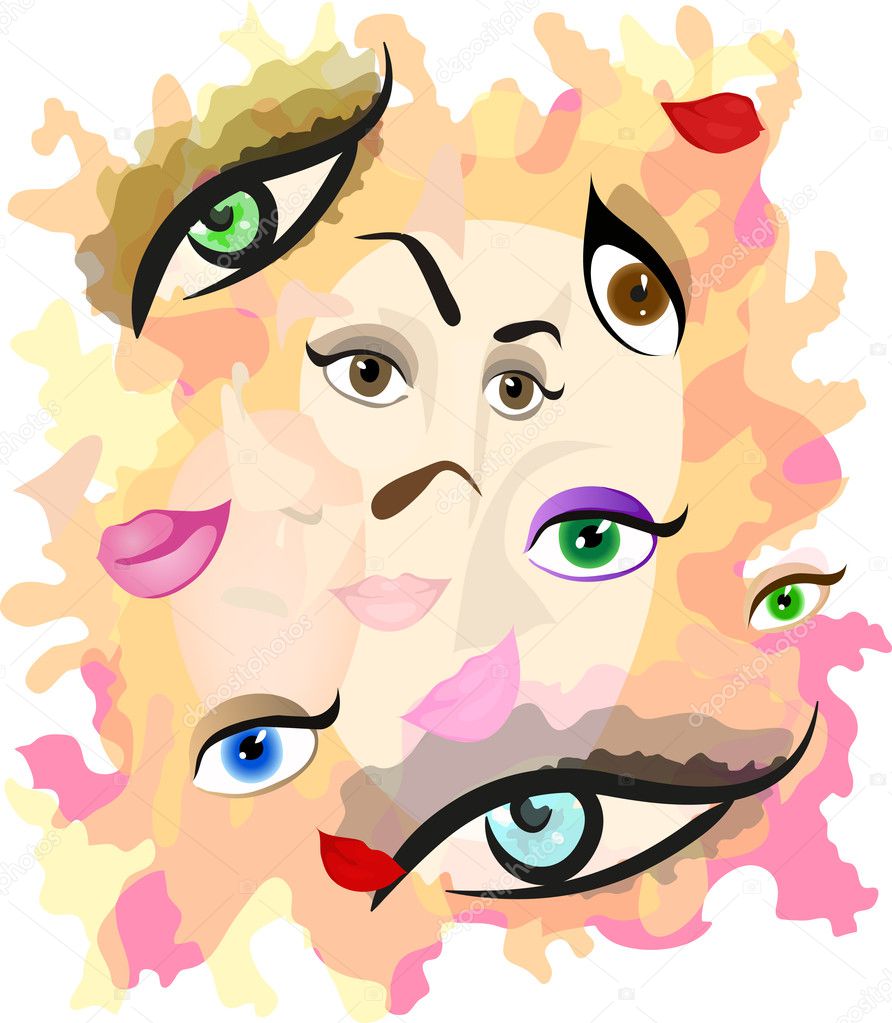 Abstract illustration representing different parts of face. Eps