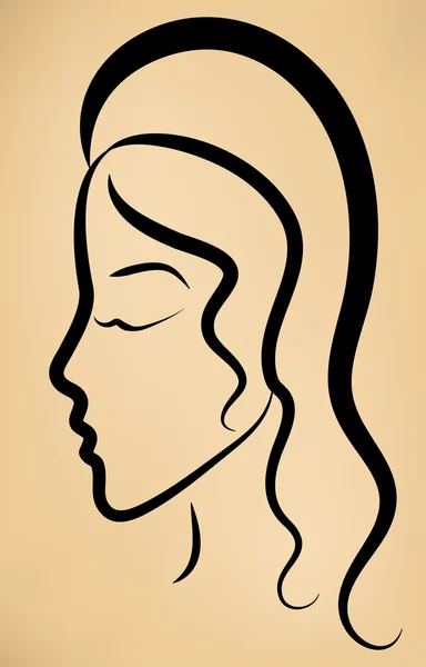 Sketch of woman's face profile on vintage background. Eps 10 — Stock Vector