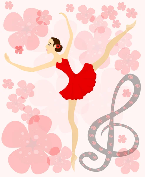 Bailarina graciosa em vermelho. Eps 10 — Vetor de Stock