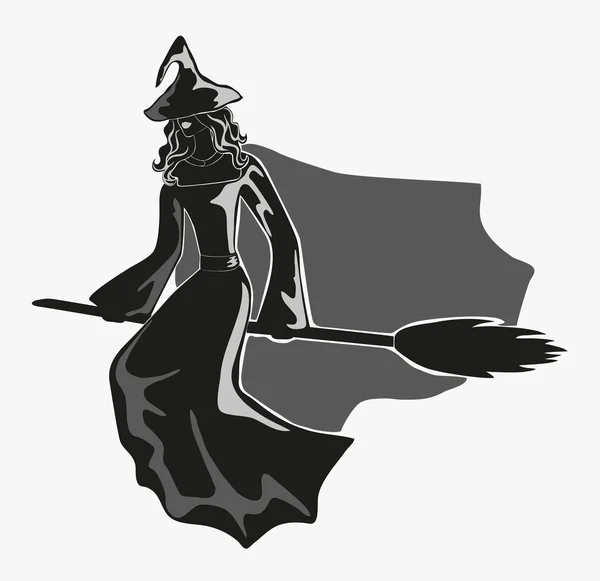 Figurine monochrome de sorcière. Eps 10 — Image vectorielle