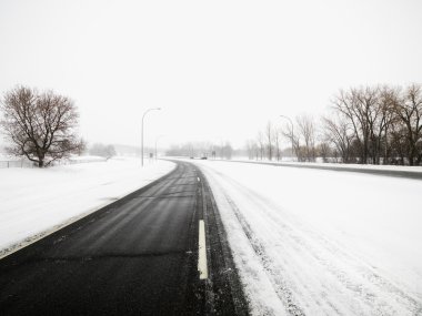 Snow covered road clipart