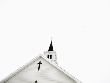 White church with steeple. clipart