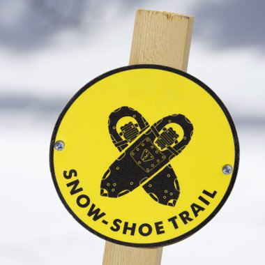 Snowshoe trail sign. clipart