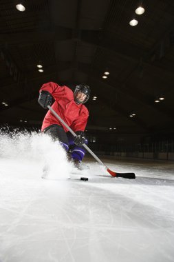 Woman playing hockey. clipart