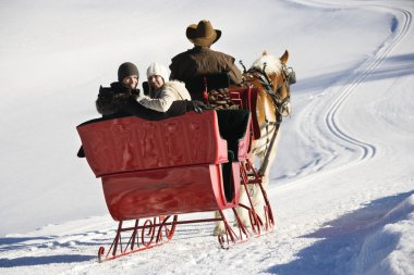 Sleigh ride in winter. clipart