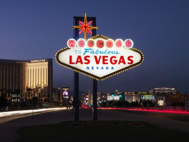 Las Vegas Welcome Sign at Dusk clipart