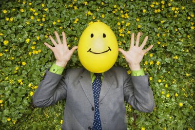 Businessman with Happy Balloon Face clipart