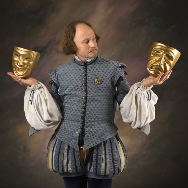 Shakespeare with theatrical masks. clipart