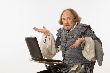 Shakespeare with computer. clipart