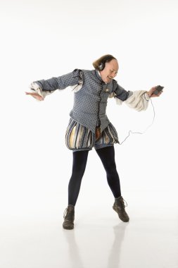 Shakespeare dancing to mp3s. clipart