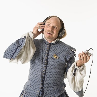 Shakespeare listening to mp3s. clipart