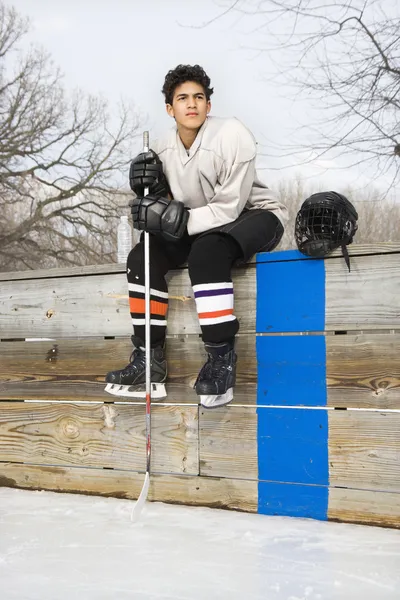 Hockey player boy. — Stock Photo, Image