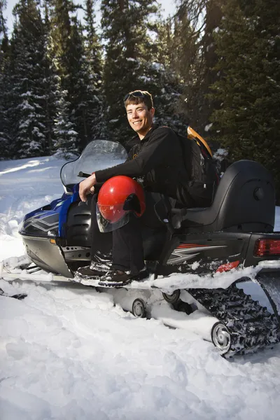 Man on snowmobile. — Stock Photo, Image