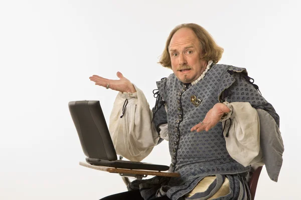 Shakespeare with computer. — Stock Photo, Image
