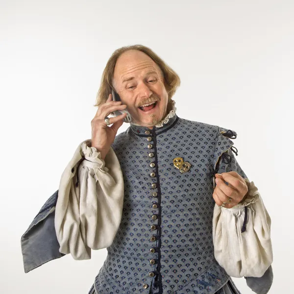 Shakespeare talking on phone. — Stock Photo, Image