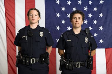 Policewomen and flag. clipart