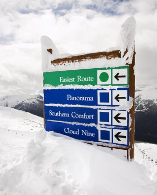 Snow covered sign. clipart