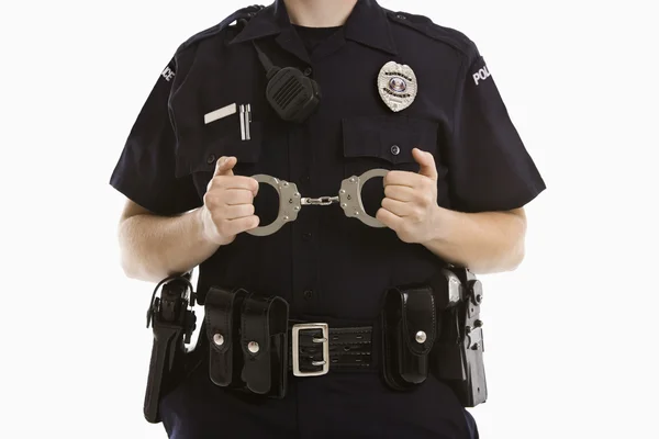 Policewoman with handcuffs. — Stock Photo, Image