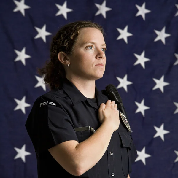Patriotic policewoman. — Stock Photo, Image