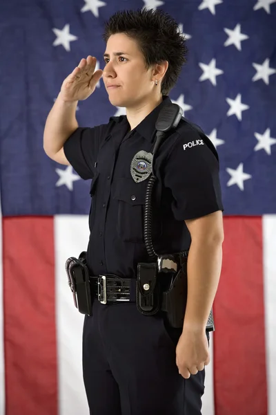 stock image Policewoman saluting.