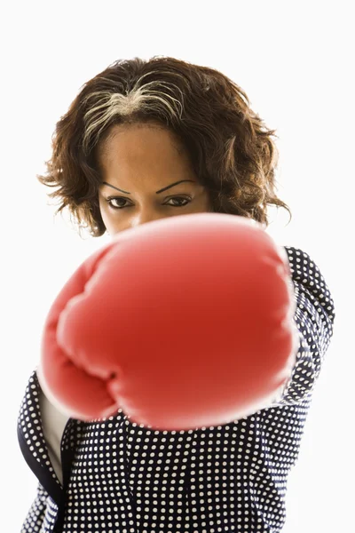 Punching businesswoman. — Stock Photo, Image
