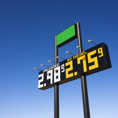 Sign with fuel prices. clipart