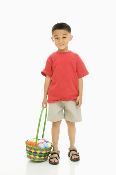 Boy with Easter basket. — Stock Photo, Image