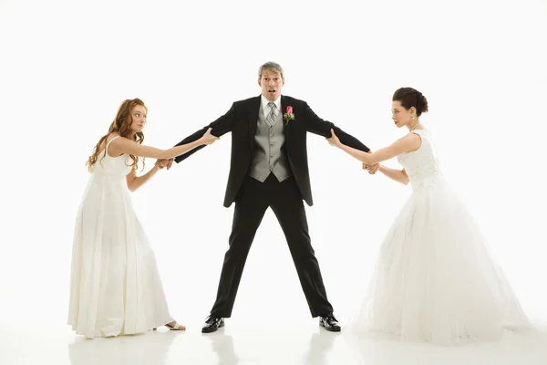 Bruiden vechten over bruidegom. — Stockfoto