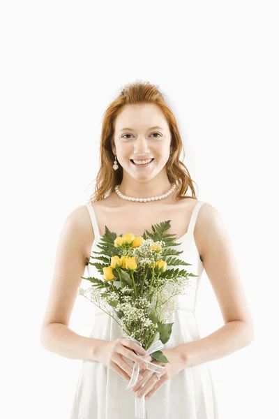 Bride holding bouquet. — Stock Photo, Image