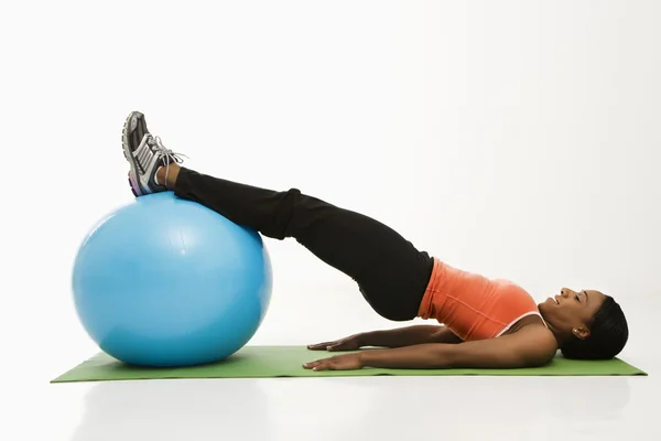 Woman exercising with ball. — Stock Photo, Image
