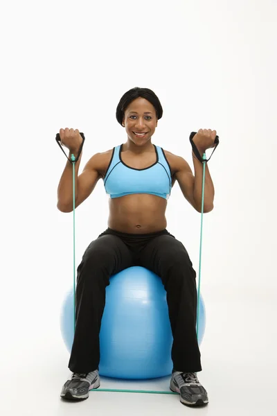 Woman working out on ball. — Stock Photo, Image
