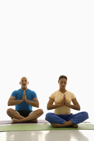 Zwei praktizieren Yoga. Stockbild
