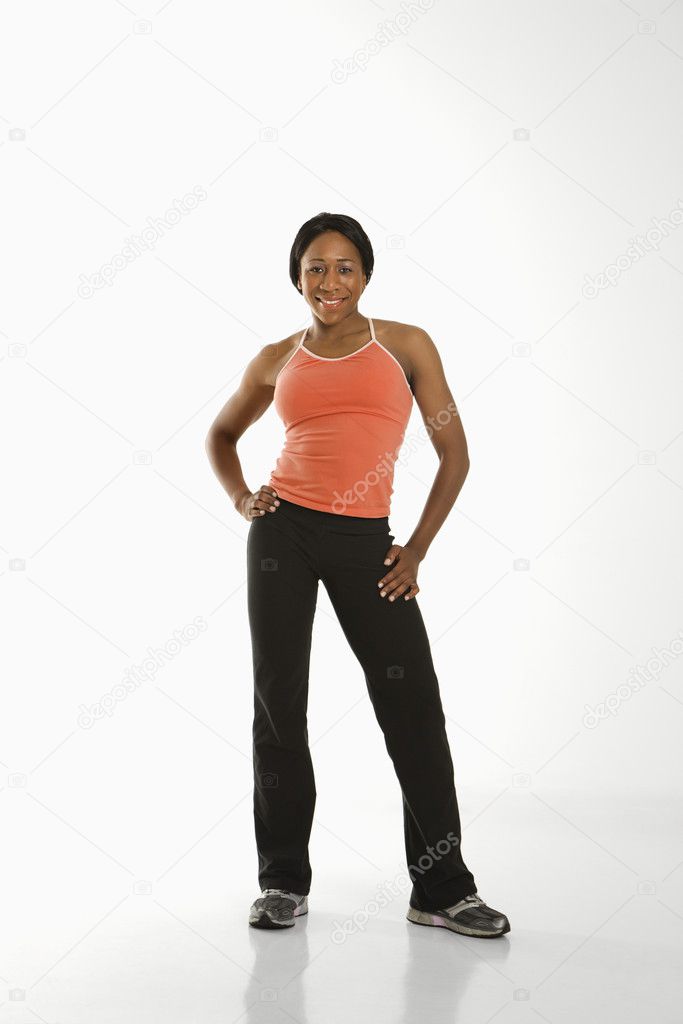 Woman athlete standing.