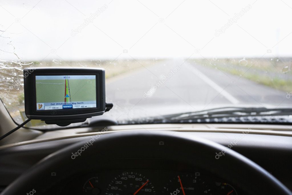 Vehicle with GPS.