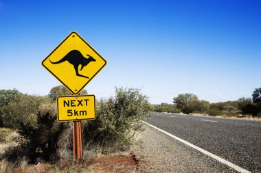 Kangaroo crossing Australia clipart