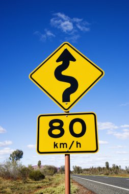 Speed limit curve ahead sign clipart